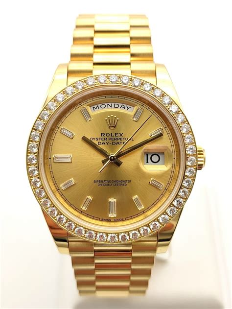 rolex day date goud briljanten bezel|rolex daytime watch price.